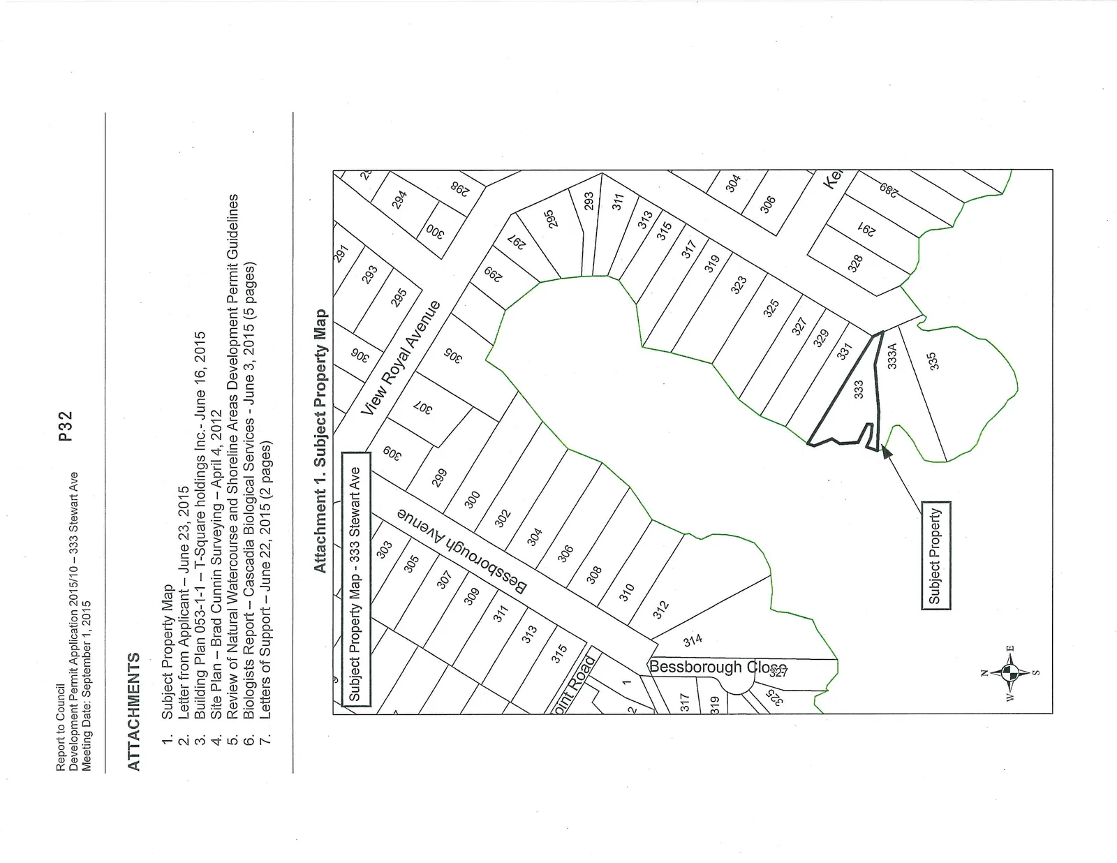 Subject property map of 333 Stewart Ave and surrounding lots along Bessborough Avenue, View Royal Avenue, Point Road, and Bessborough Close