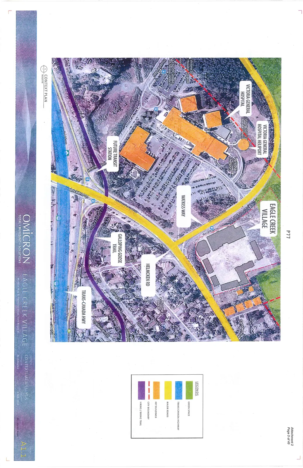Contextual analysis map of the Eagle Creek Village area showing surrounding infrastructure, landmarks, and boundaries.