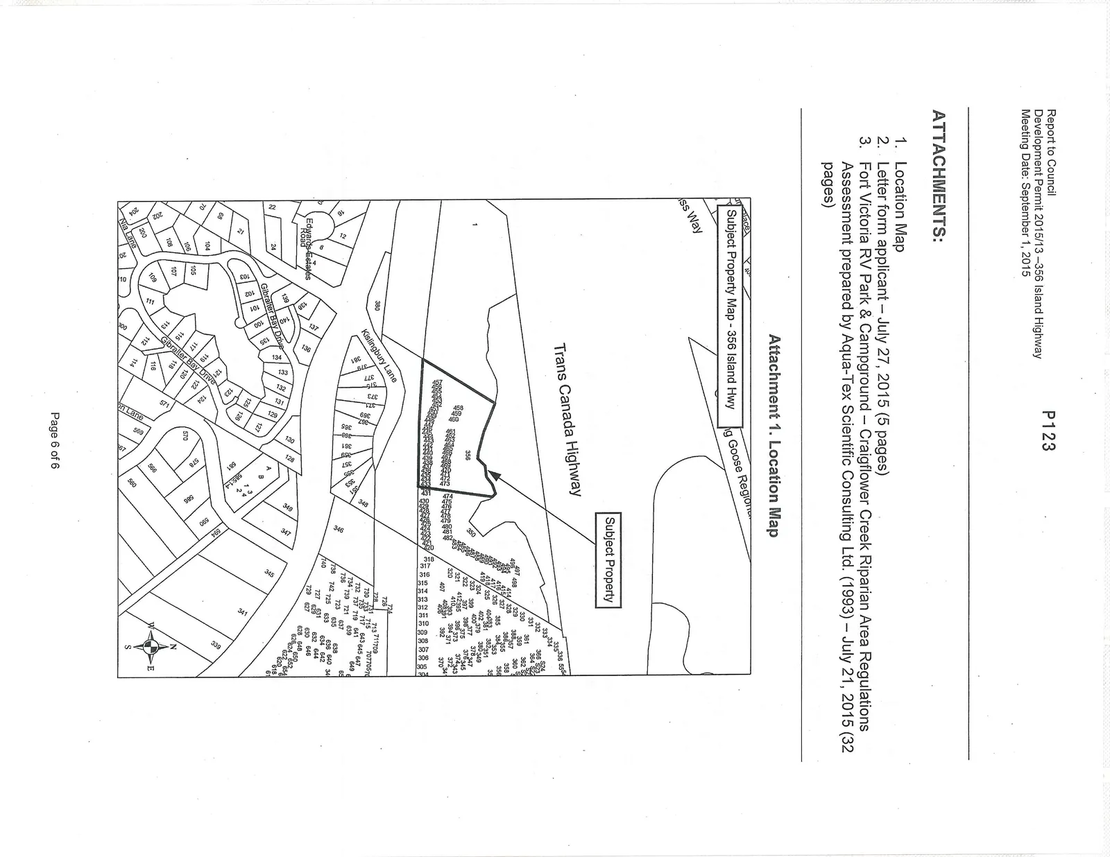 Subject Property Map - 356 Island Highway showing the property's location adjacent to the Trans Canada Highway and surrounding residential streets including Kislingbury Lane, Gibralter Bay Drive, and Edwards Estates Road.