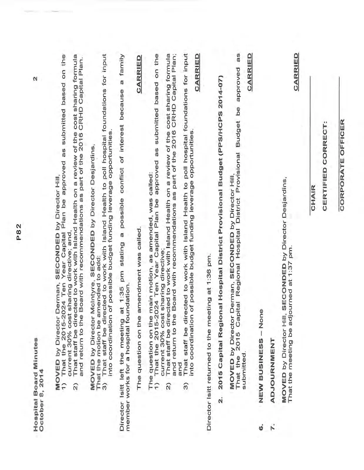 Page 2 of the meeting minutes for October 8, 2014