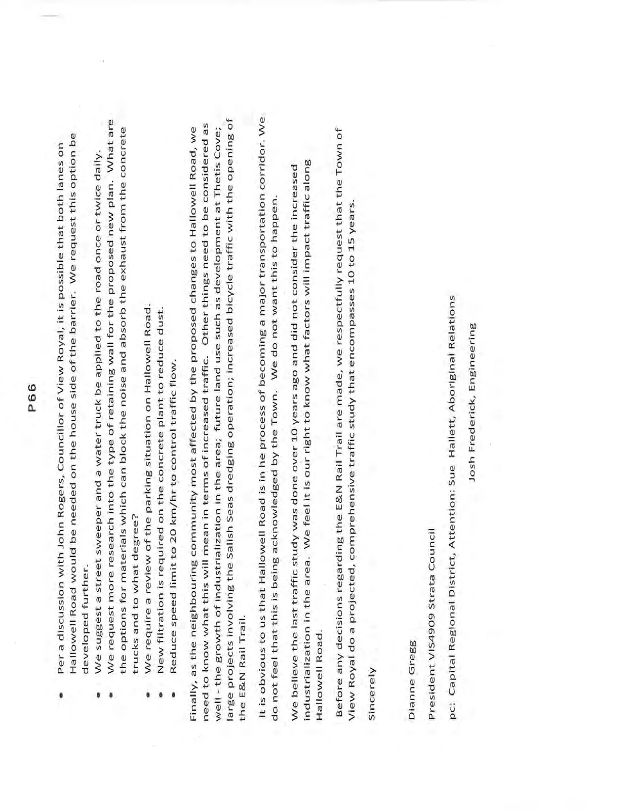 Letter from Strata Council (VIS4909) regarding proposed changes to Hallowell Road, page 2