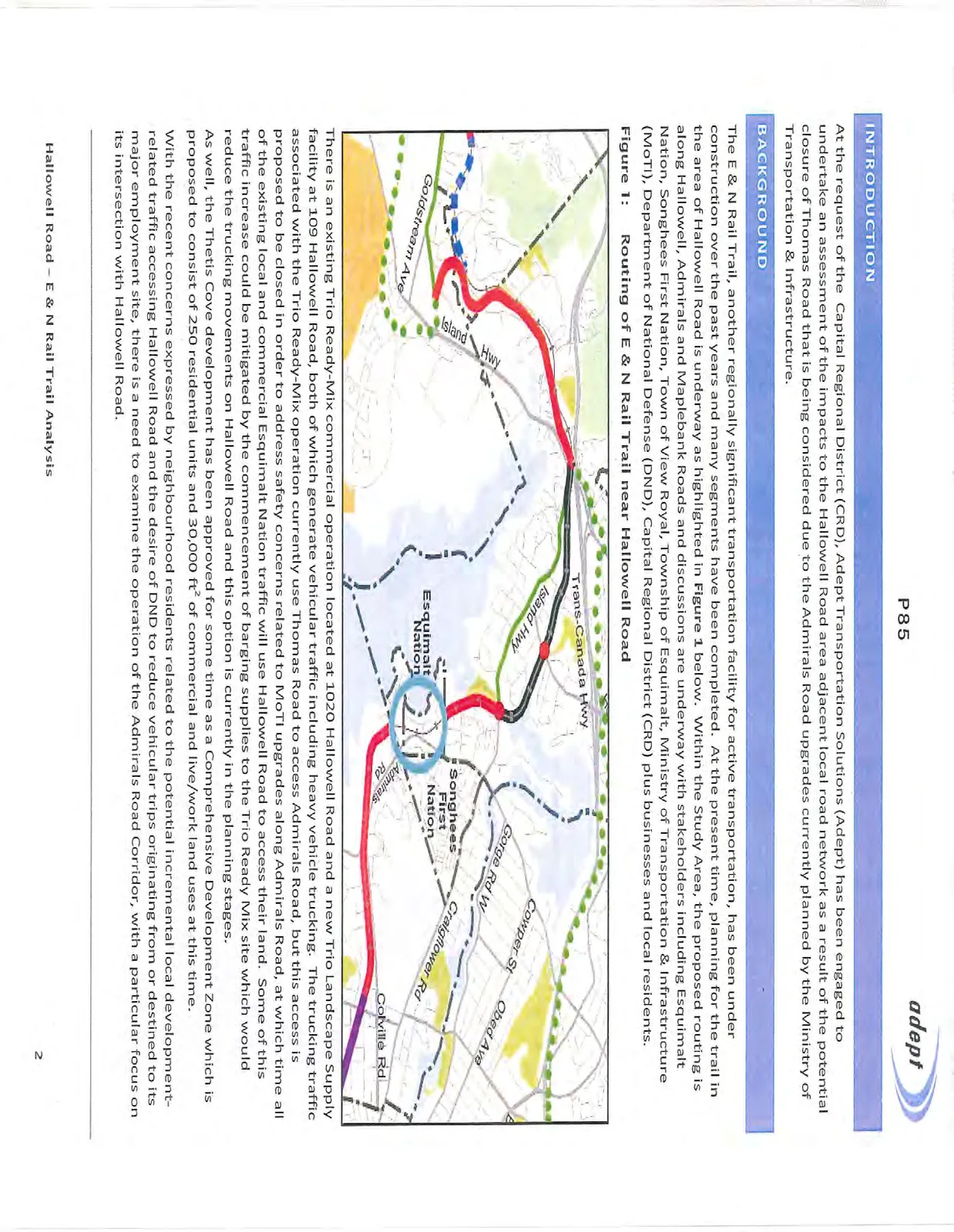 Figure 1: Routing of E & N Rail Trail near Hallowell Road