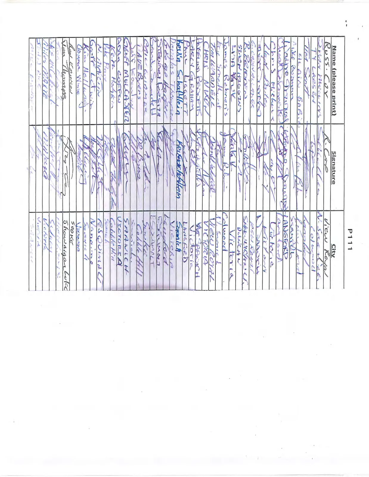 List of petition signatures, page 2.