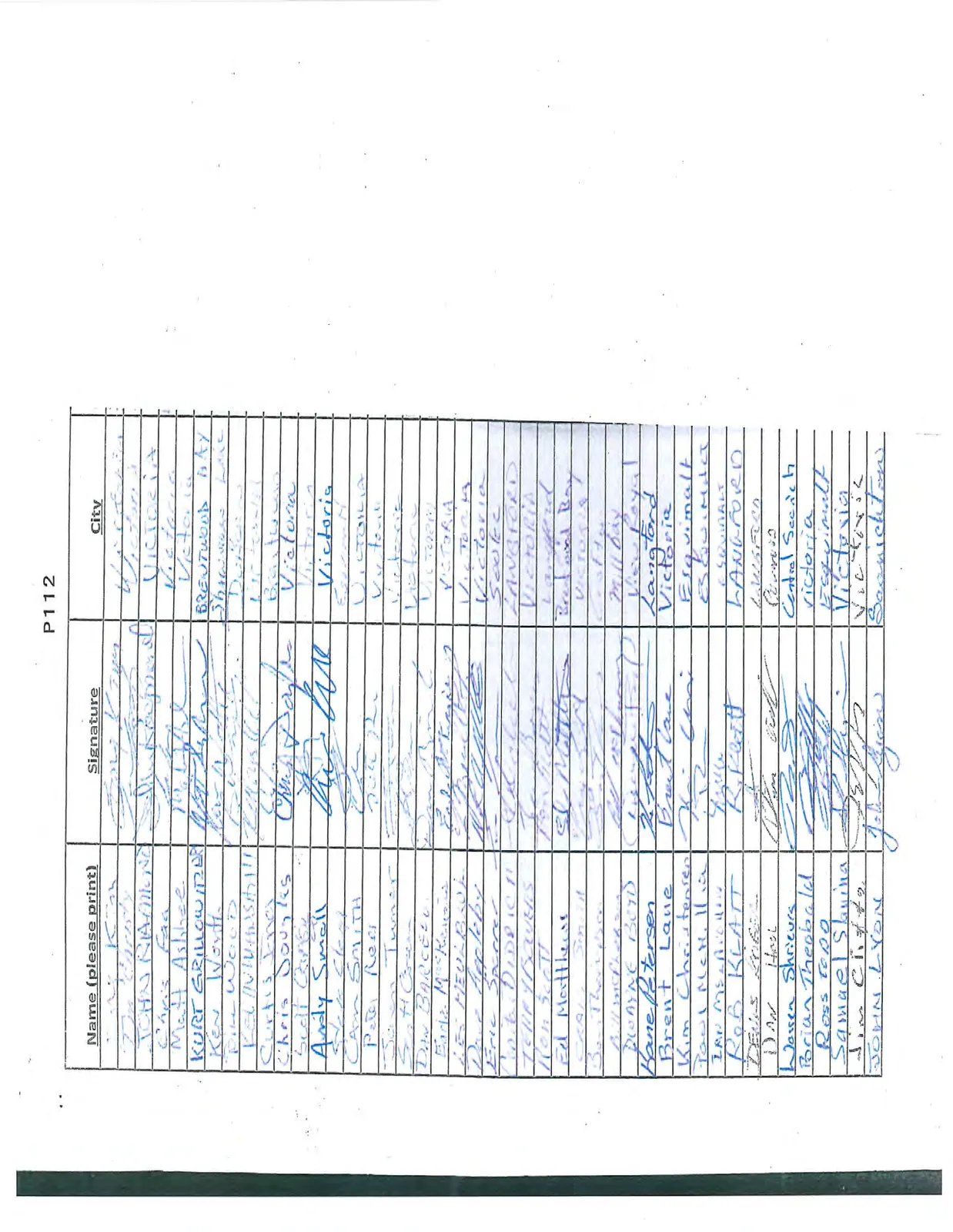 List of petition signatures, page 3.