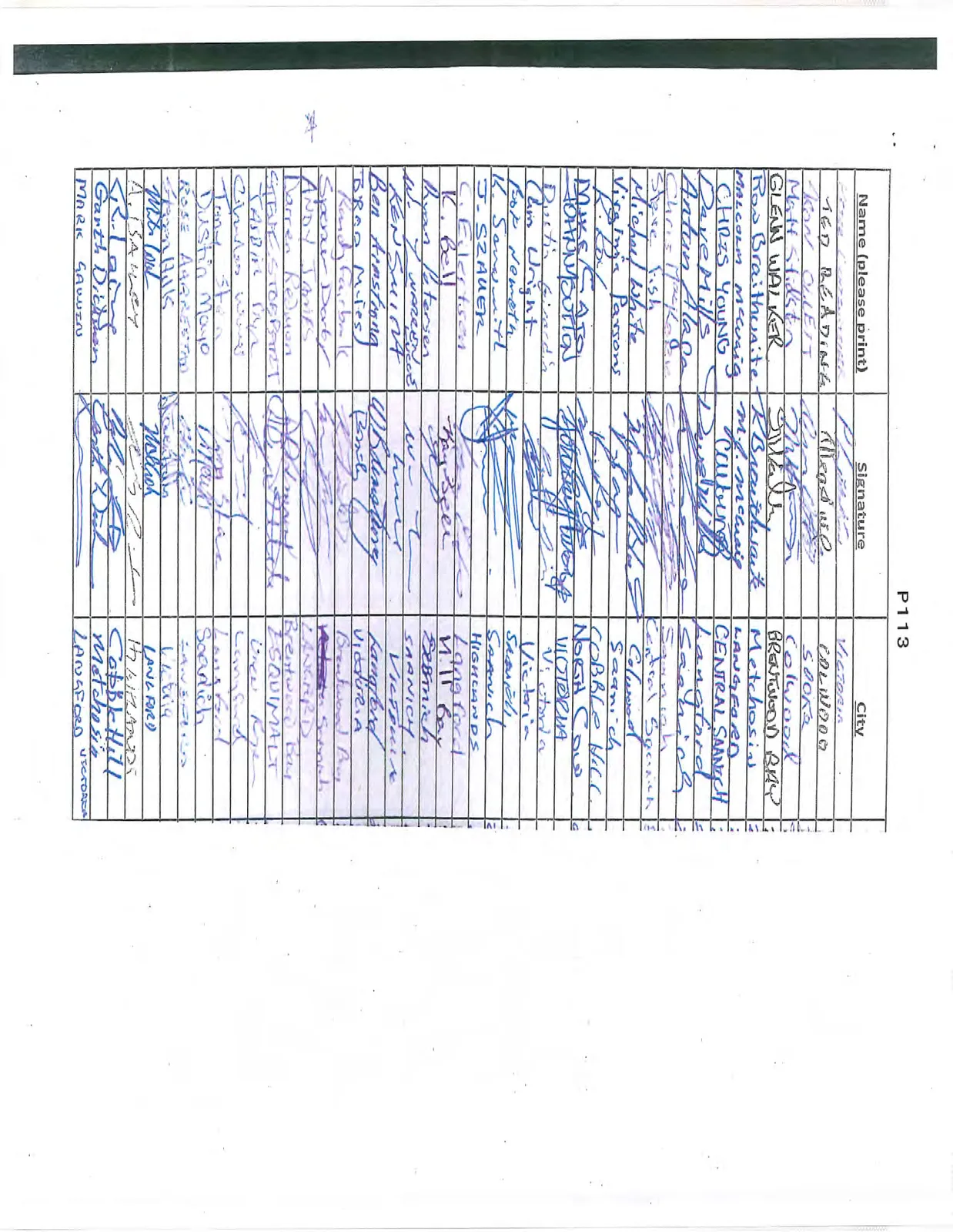 List of petition signatures, page 4.