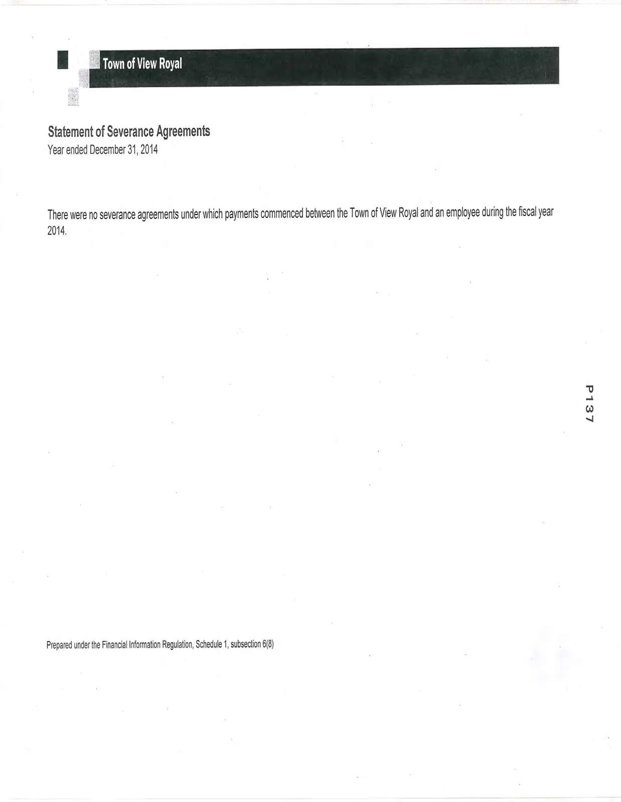 Statement of Severance Agreements