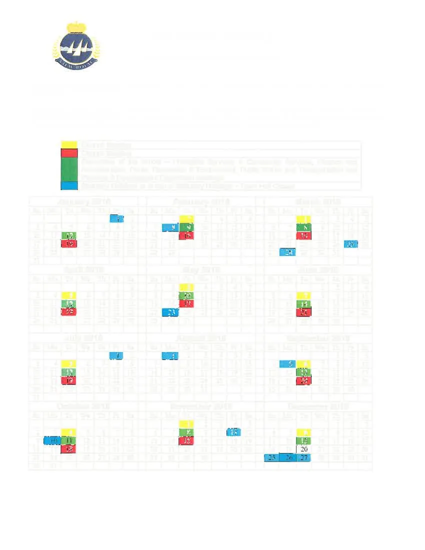 Color-coded legend for the 2016 Meeting Schedule