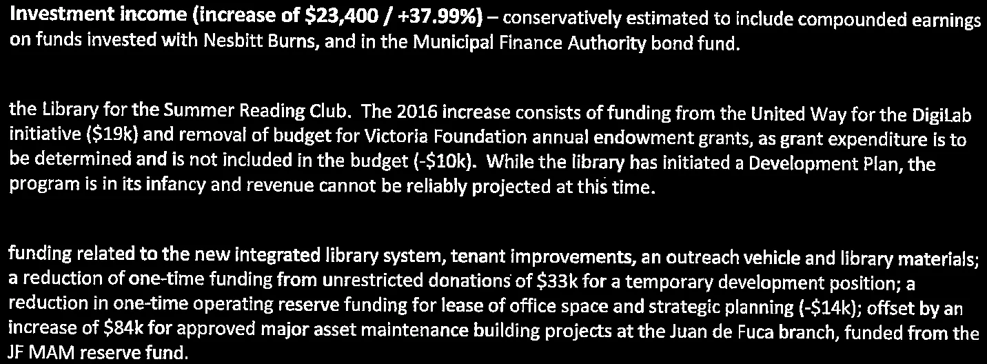Snippet of text explaining budget increases