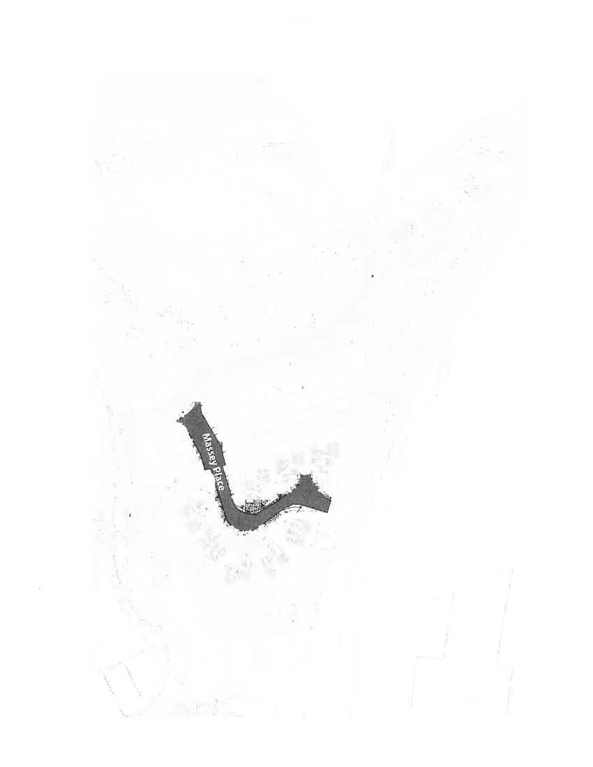 Highlighted segment of a site plan showing the location of Massey Place