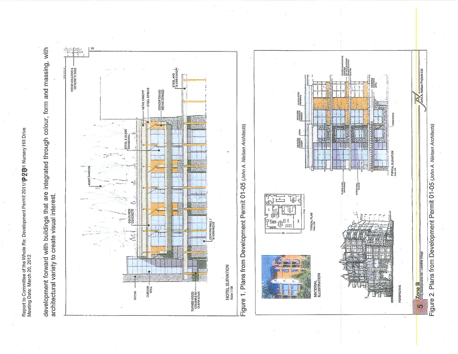 Figure 1. Plans from Development Permit 01-05 (John A. Nielsen Architects) showing Hotel Elevation