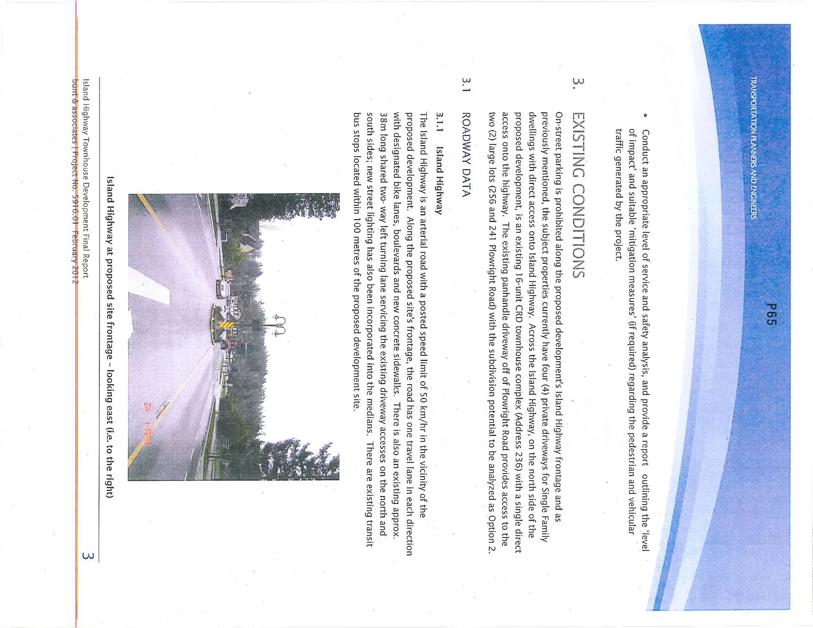 Photo of Island Highway at proposed site frontage – looking east (i.e. to the right)