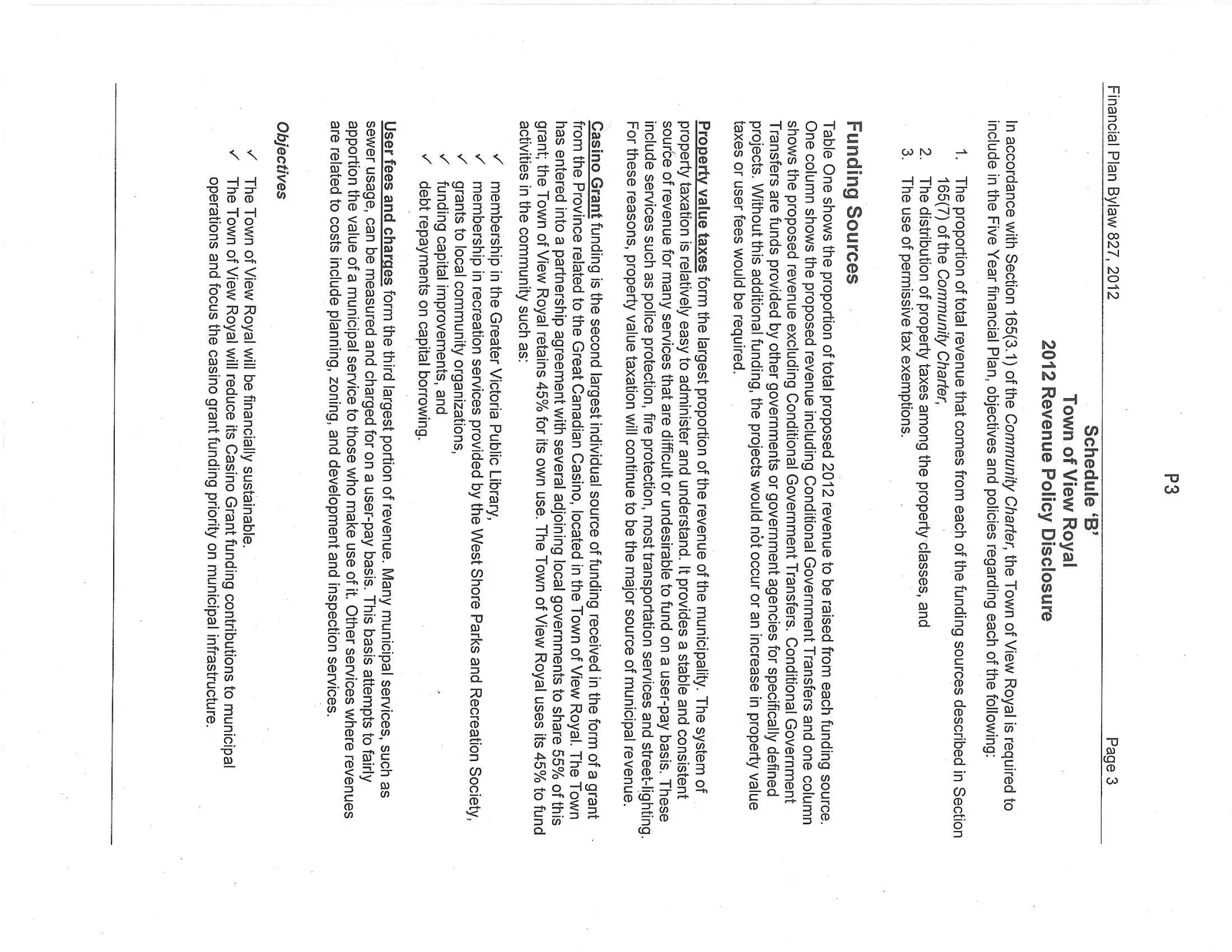 2012 Revenue Policy Disclosure text page