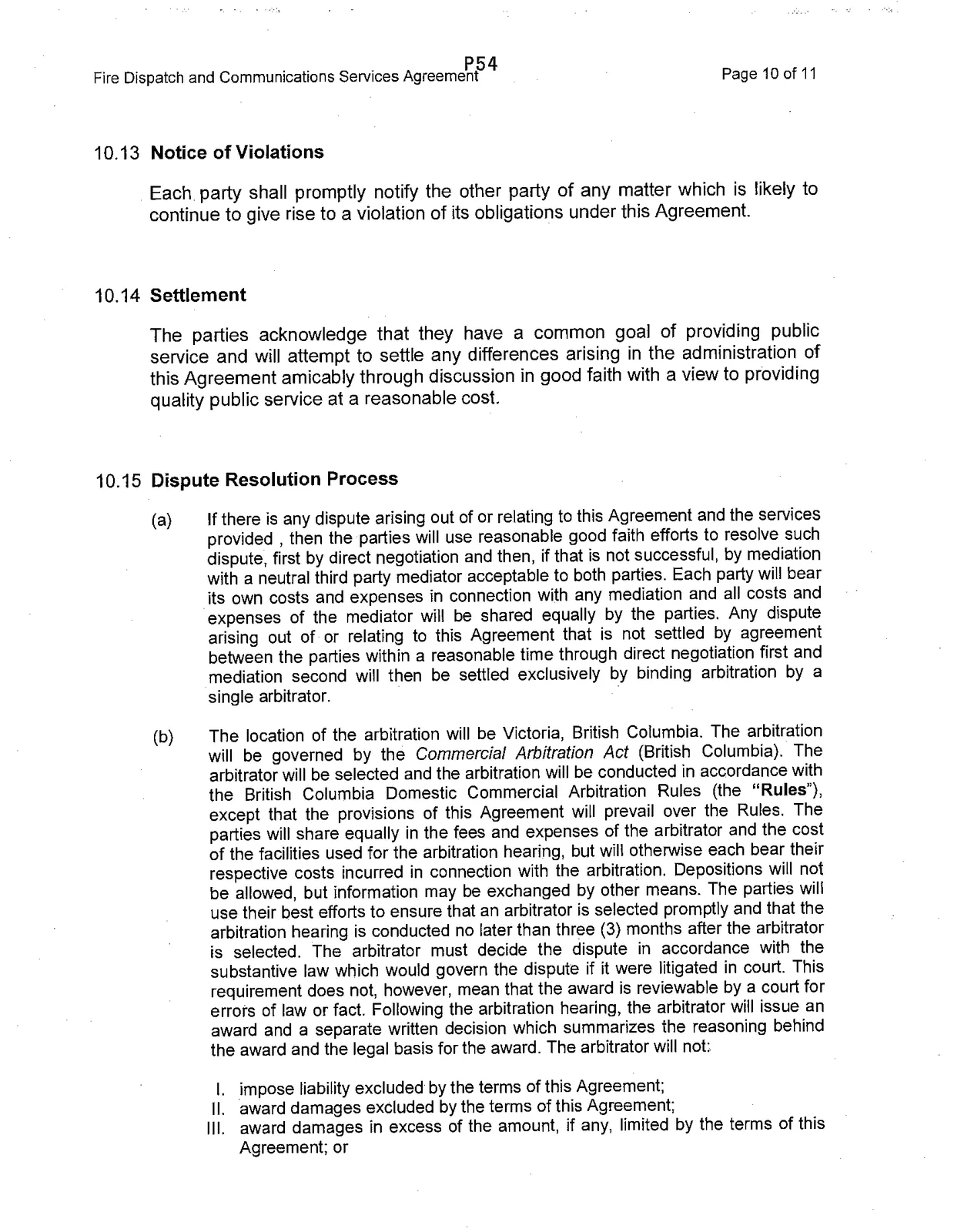 General Provisions: Violations, Settlement, and Dispute Resolution Process