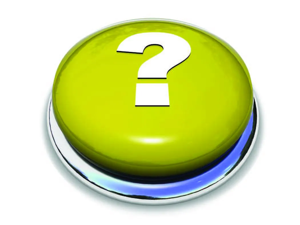 Graphic of a large yellow question mark button