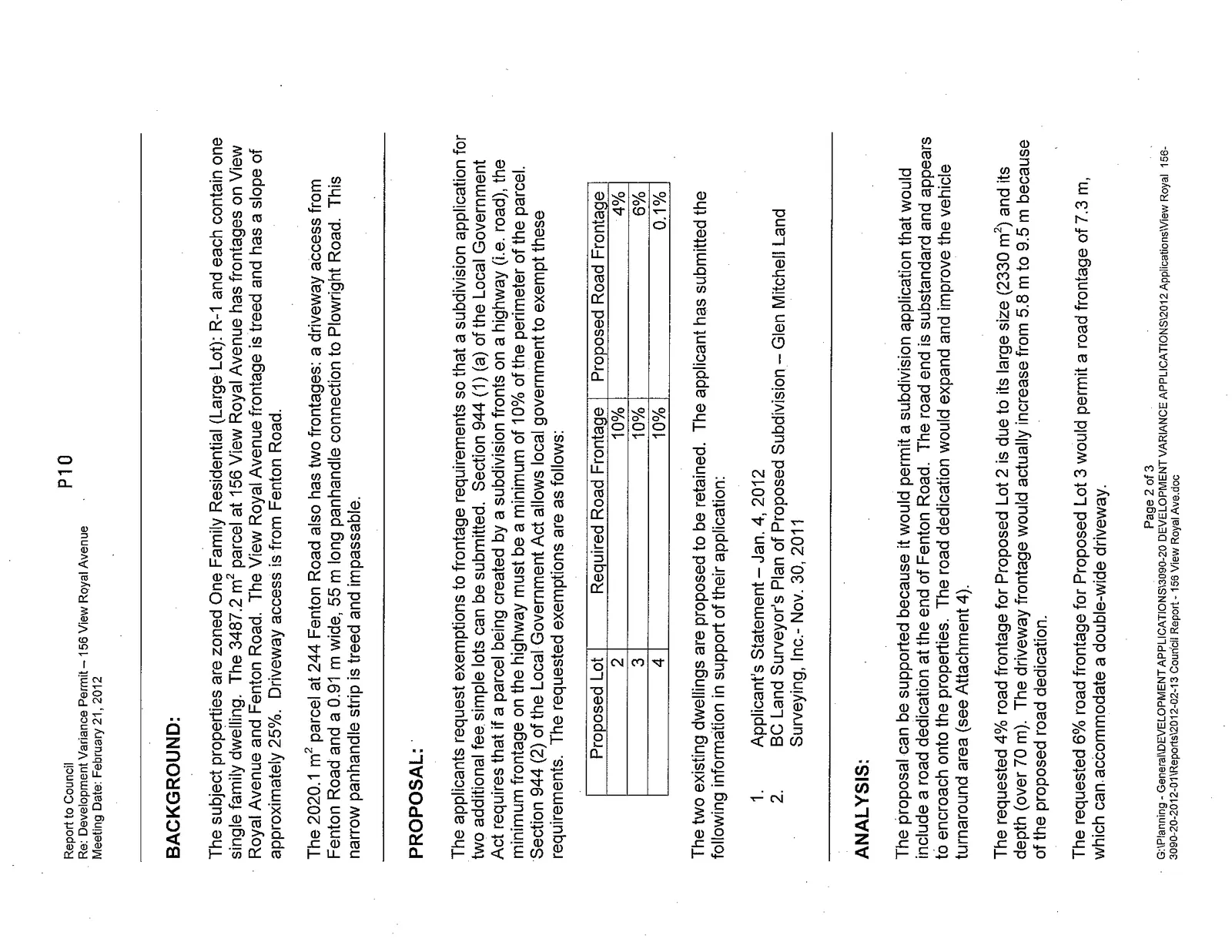 Second page of the Council Report discussing background, proposal details, and initial analysis