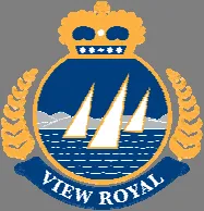 Welcome to View Royal sign with stone wall and landscaping