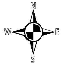 Compass rose indicating North