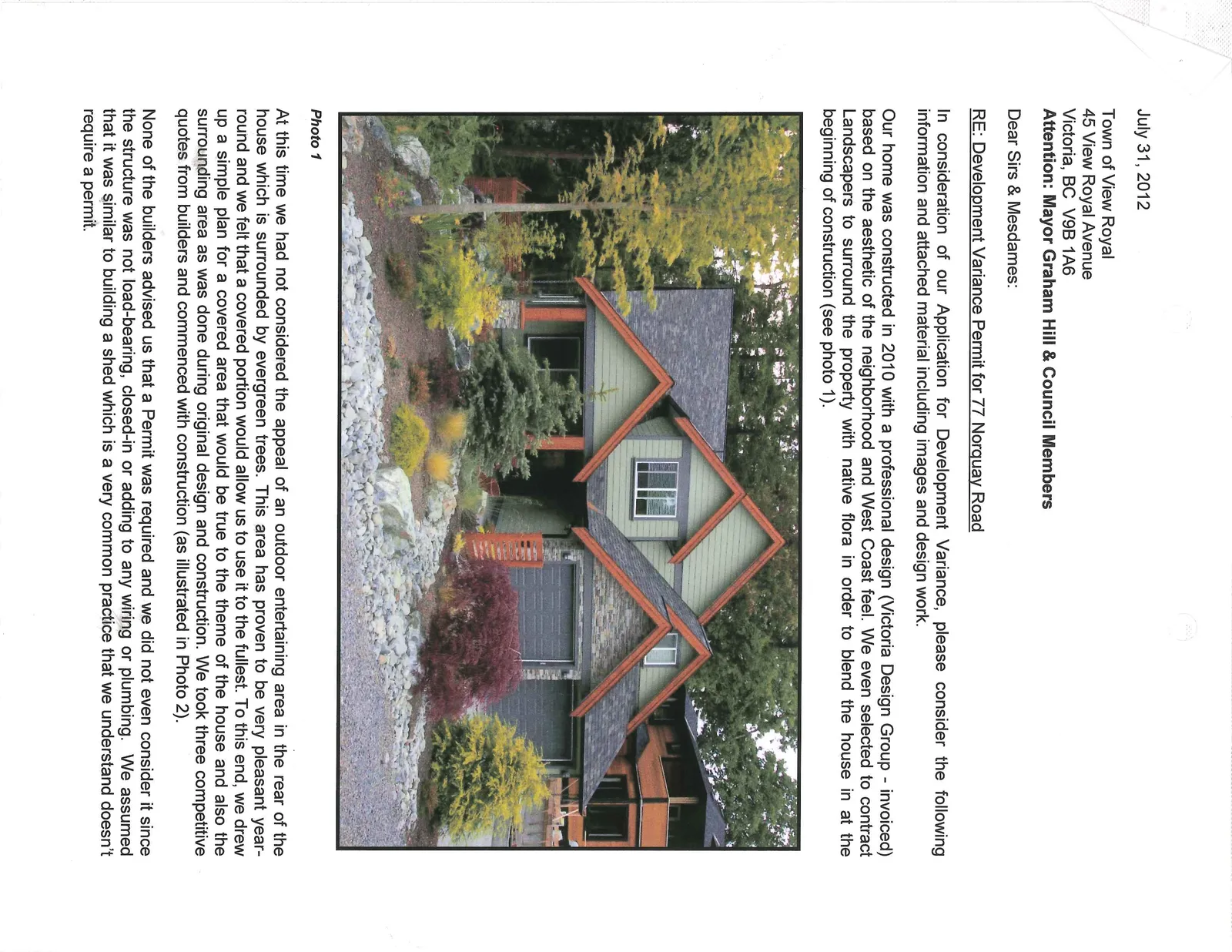 Photo 1 - Front elevation of the residence at 77 Norquay Road showing the architectural design and native flora landscaping