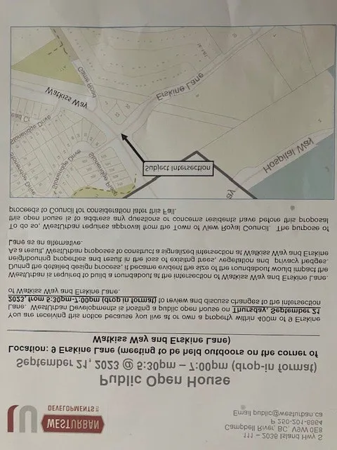 Map showing the "Subject Intersection" at the corner of Watkiss Way and Erskine Lane