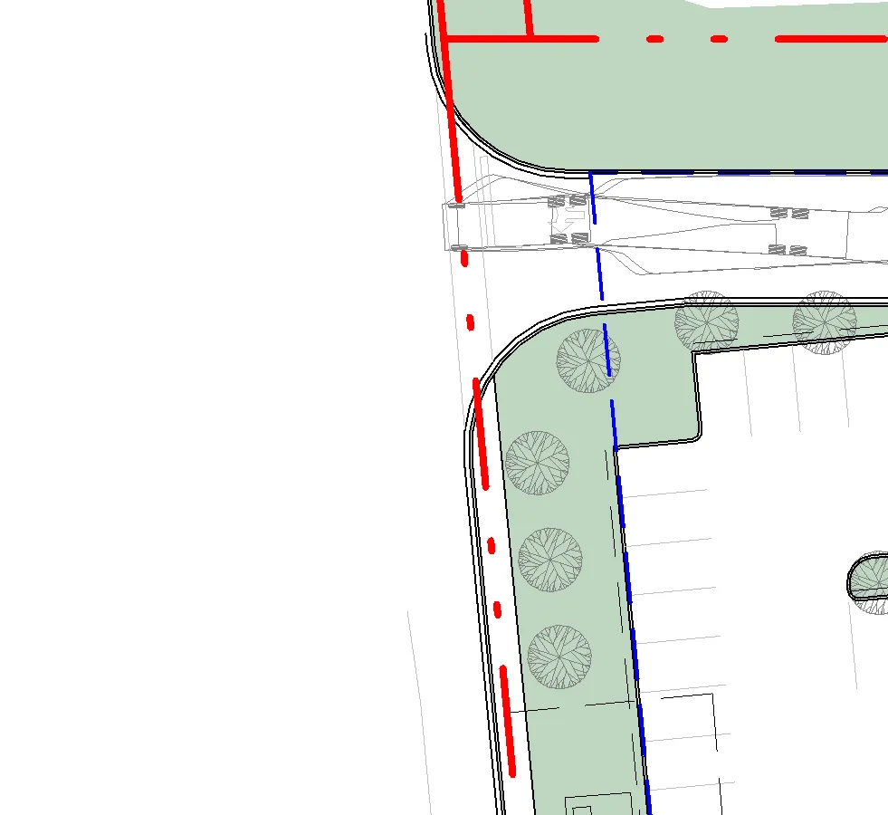 Landscape detail and property line markings