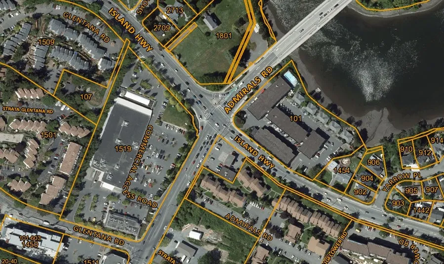 Aerial map identifying the subject property at 1517 Admirals Road