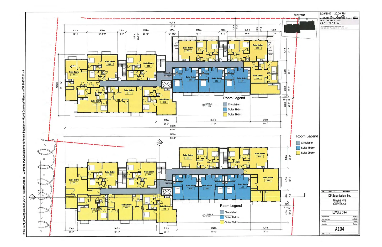 Levels 3 and 4 floor plans showing suites 301-311 and 401-411