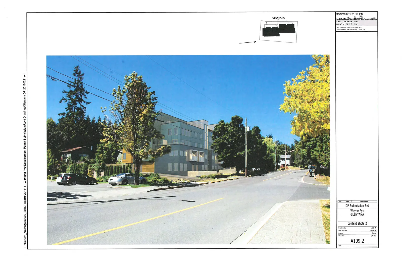 Street-level context rendering from a different angle on Glentana Rd