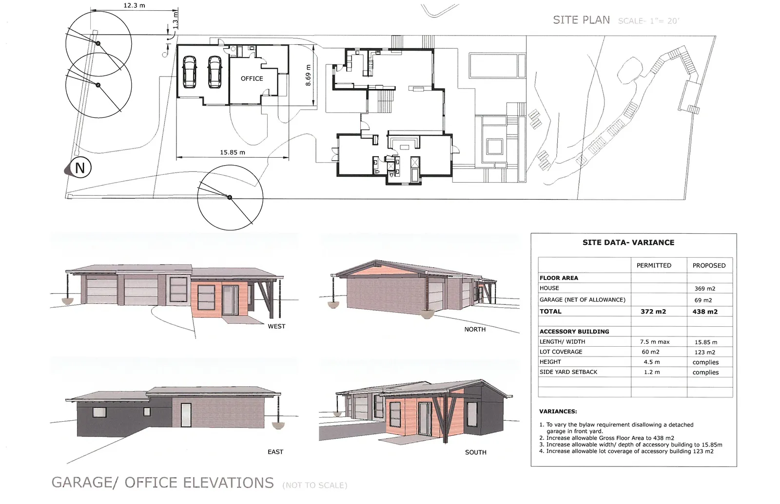 Streetscape elevation drawing showing the proposed development and neighboring buildings