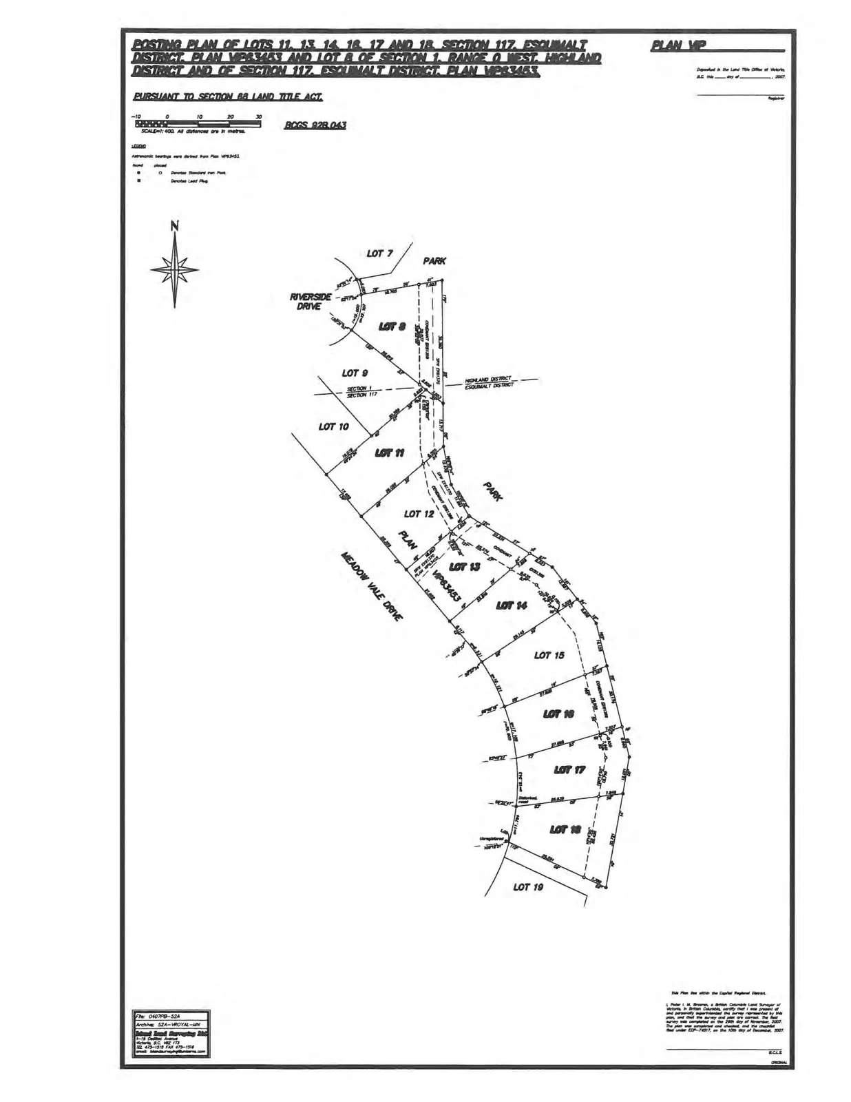 Aerial map displaying approximate property boundaries and protected covenant zones along Meadowvale Drive