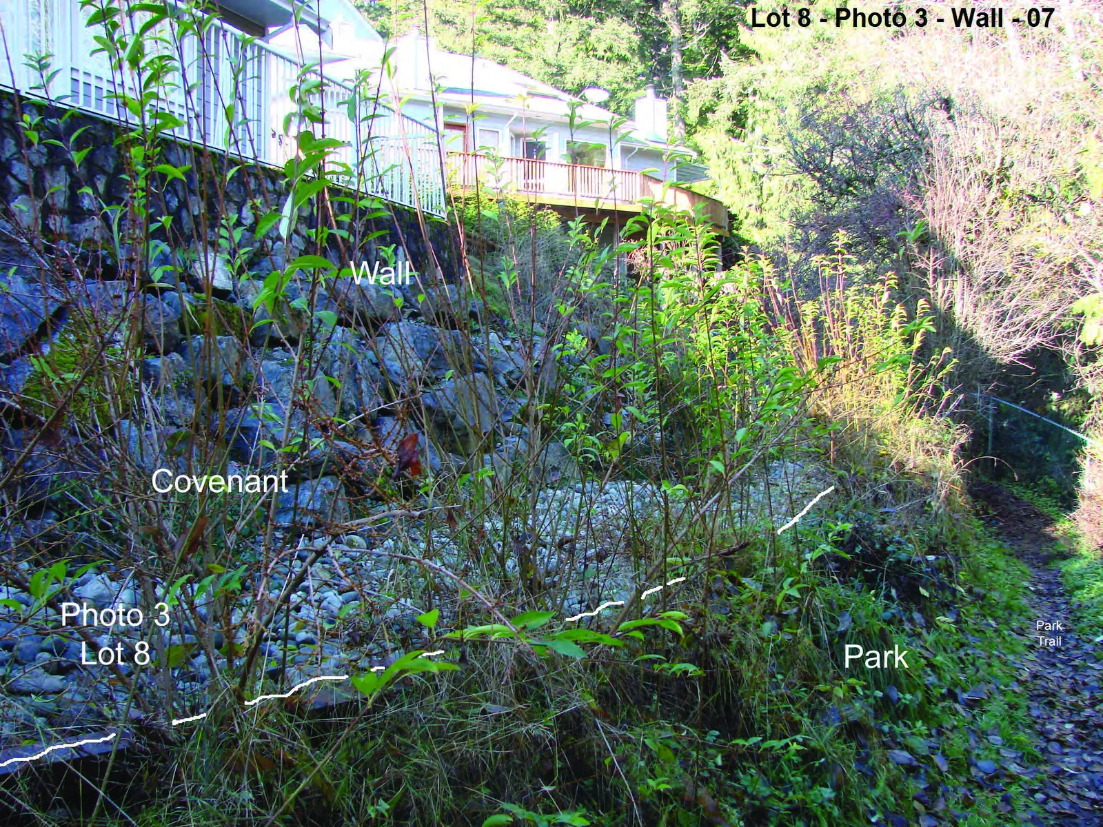 Formal survey posting plan for Lots 7 through 19 showing property lines and park interfaces