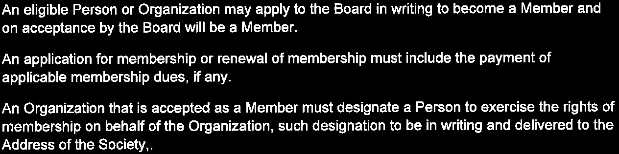 Section 2.8 Application for Membership