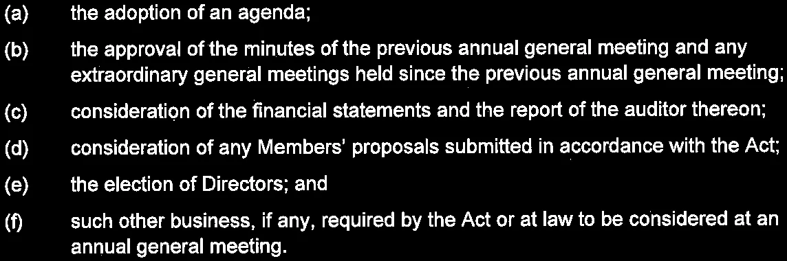 Section 5.1 Business required at AGM