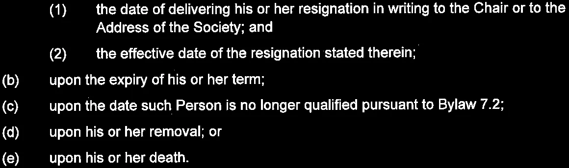 Section 7.12 Ceasing to be a Director