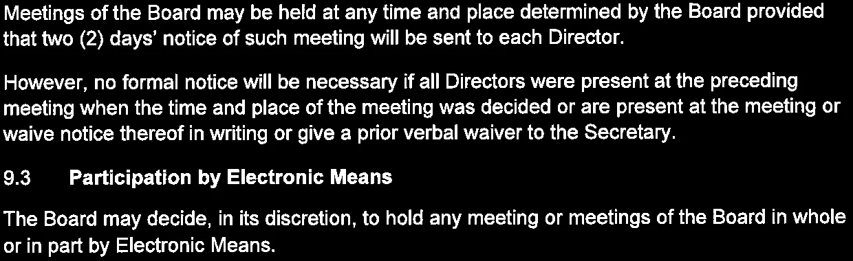 Section 9.3 Participation by Electronic Means