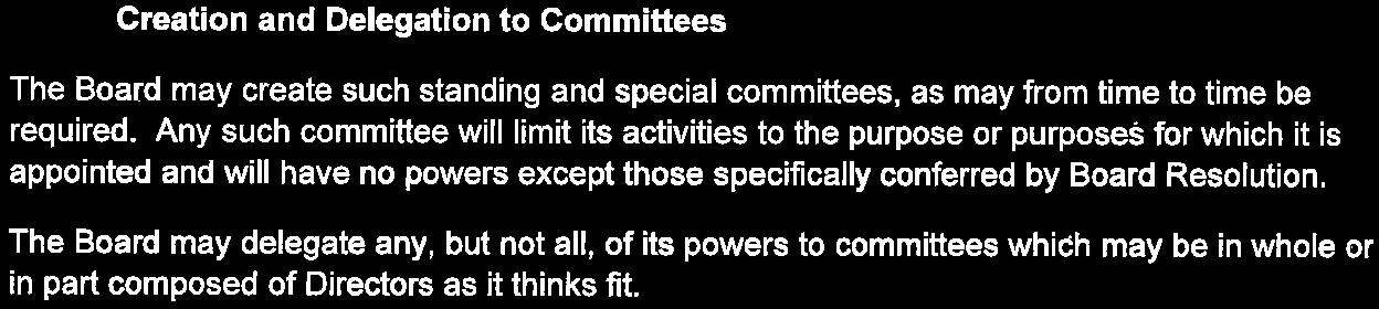 Section 12.1 Creation and Delegation to Committees