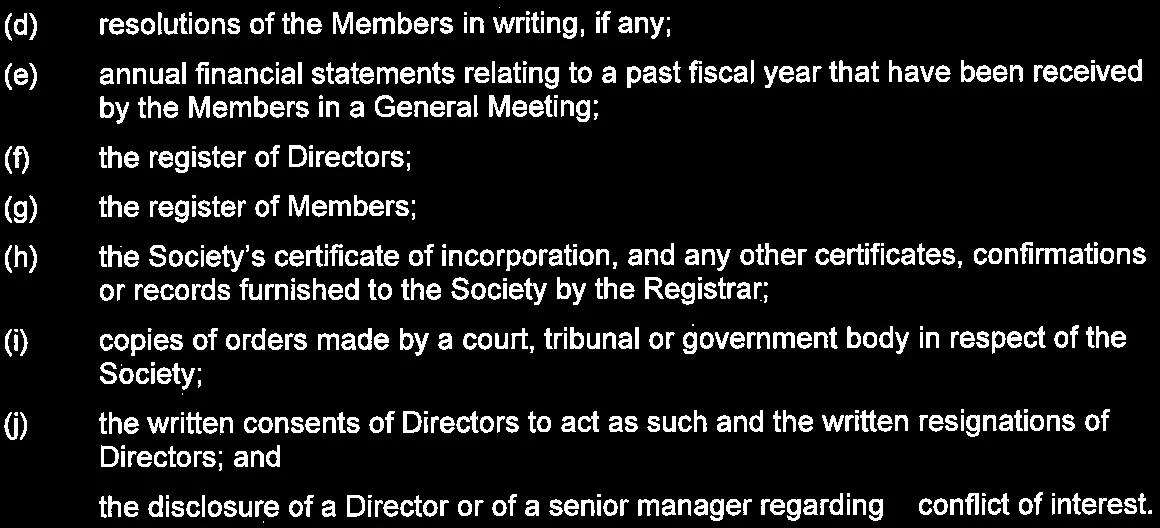 Inspection items (d) through (j) and conflict of interest disclosure