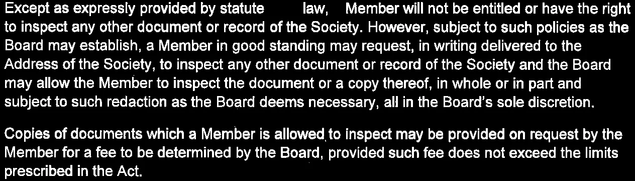 Restrictions on inspection of other documents