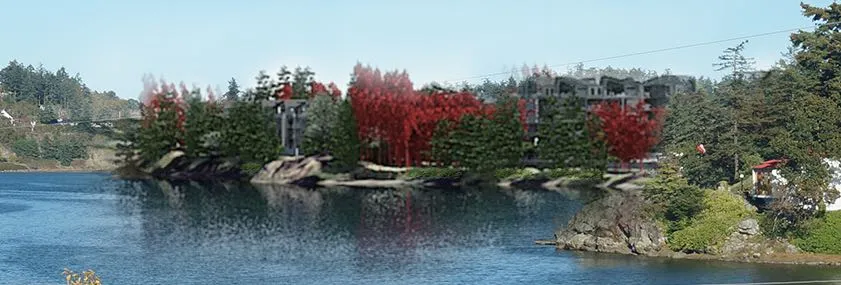 Zoom detail showing new tree plantings in red at time of planting
