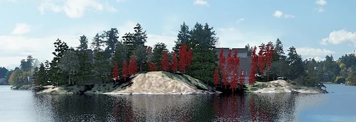 Rendering of Portage Inlet Linear Park view at 20 years