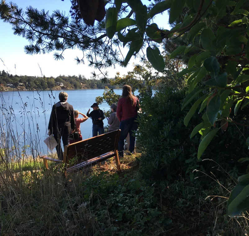 Stakeholders on a site tour overlooking Portage Inlet