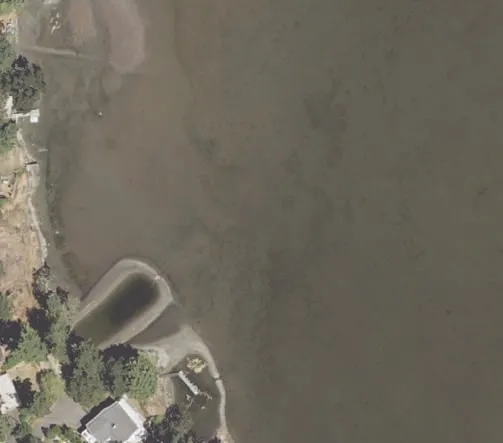 Aerial view of western shoreline area