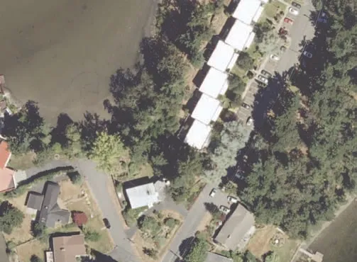 Aerial view of central water surface