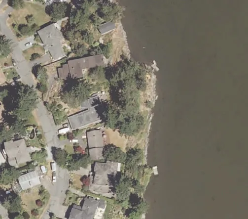 Aerial view of northernmost residential buildings
