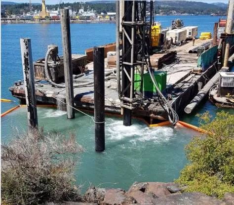 Pile installation operations from a barge