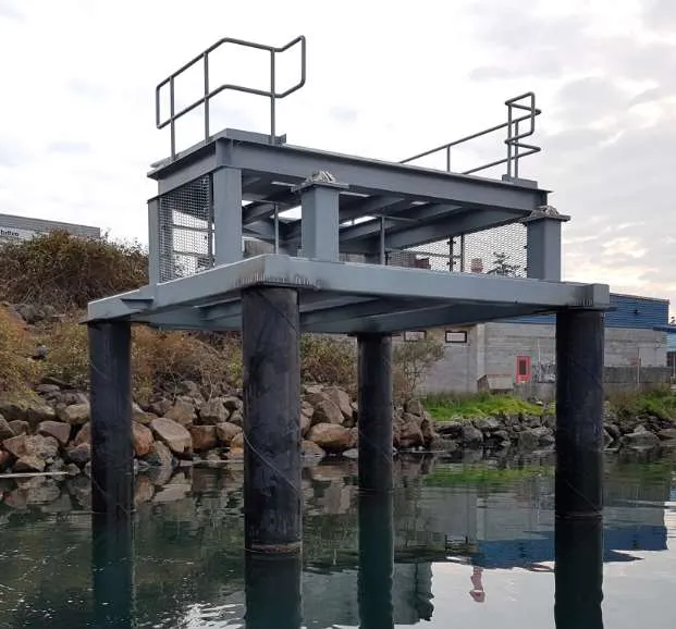 Completed metal platform structure on piles, November 13, 2018