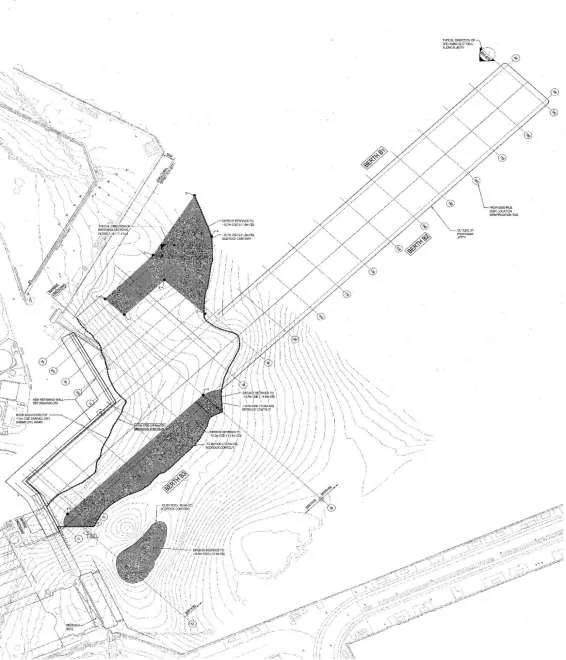 Engineering plan showing the footprint of the New A-Jetty and New B-Jetty
