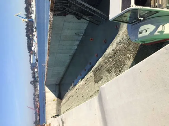 View of the partially completed concrete utilities corridor structure