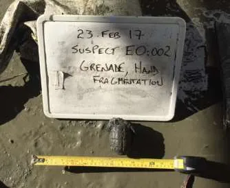 Recovered historical Cannon Ball with identification board