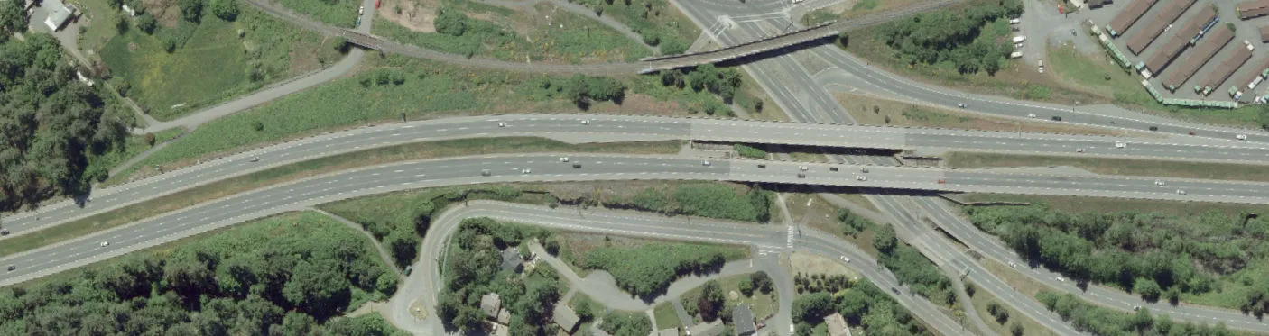 Aerial view of Colwood Interchange highway junction