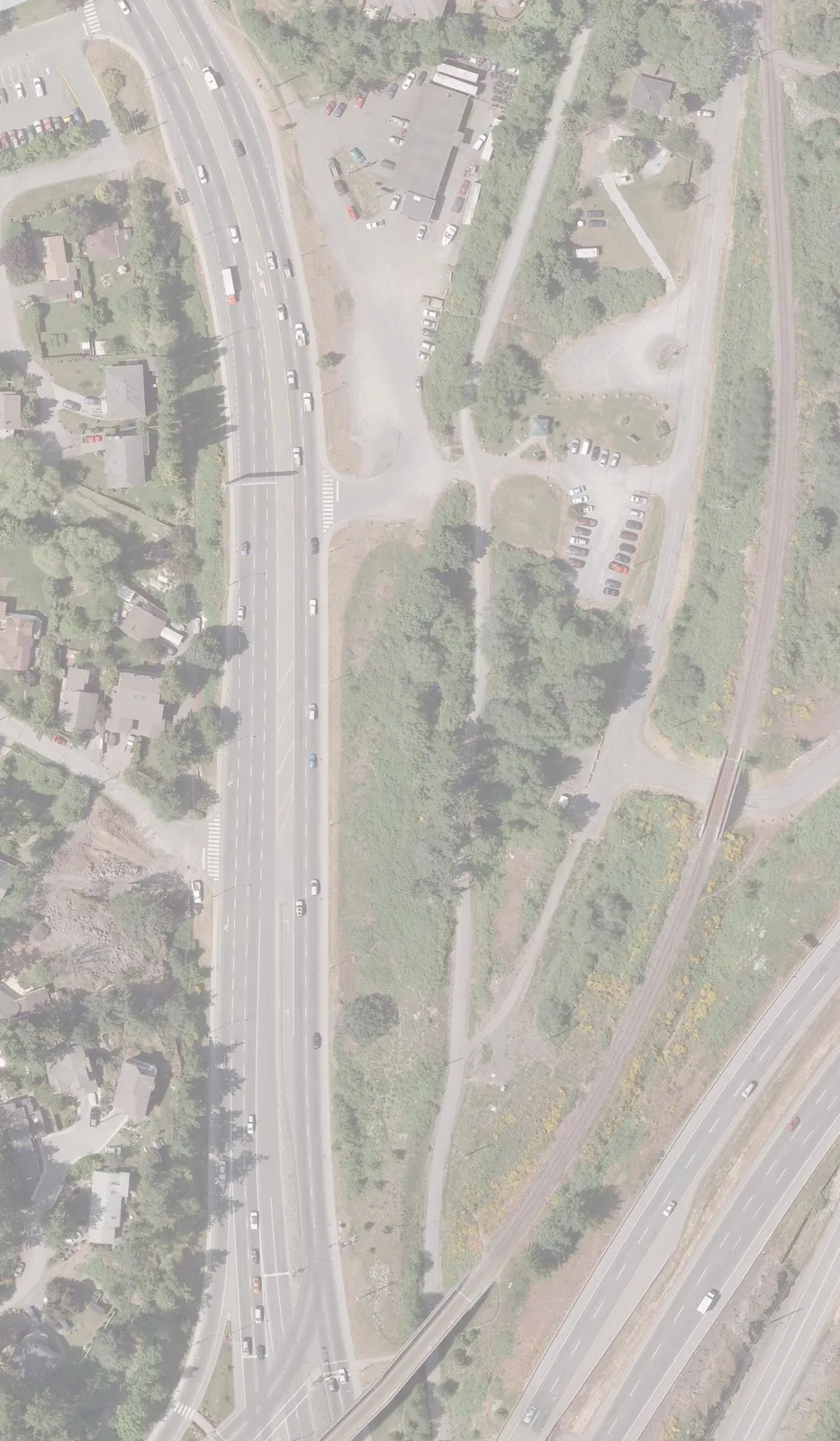 Aerial photograph showing the existing layout of the 6-Mile Park and Ride site and surrounding road infrastructure